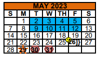 District School Academic Calendar for Travis El for May 2023