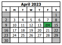 District School Academic Calendar for Fruita 8/9 School for April 2023