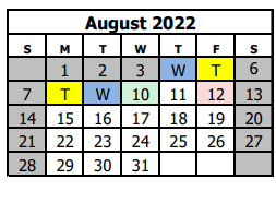 District School Academic Calendar for Fruita 8/9 School for August 2022