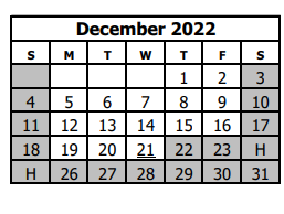 District School Academic Calendar for Tope Elementary School for December 2022