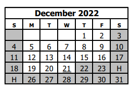 District School Academic Calendar for Dos Rios Elementary School for December 2022