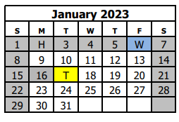 District School Academic Calendar for Fruita 8/9 School for January 2023