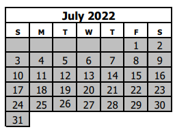 District School Academic Calendar for Mesa View Elementary School for July 2022