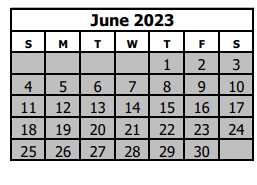 District School Academic Calendar for Shelledy Elementary School for June 2023