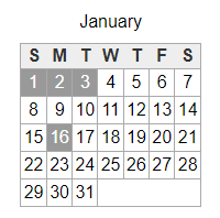 District School Academic Calendar for Patterson Elementary for January 2023