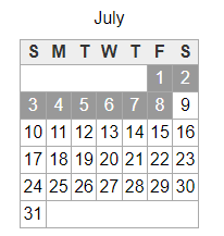 District School Academic Calendar for Taft Elementary School for July 2022