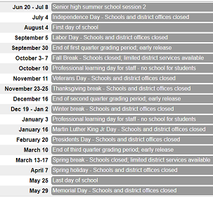 District School Academic Calendar Legend for Fremont Junior High School