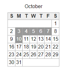 District School Academic Calendar for Mesa Distance Learning Program for October 2022