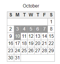 District School Academic Calendar for Hendrix Junior High School for October 2022