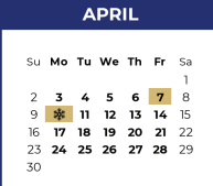 District School Academic Calendar for P A S S Learning Ctr for April 2023