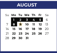 District School Academic Calendar for P A S S Learning Ctr for August 2022