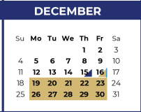District School Academic Calendar for Florence Elementary for December 2022