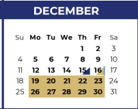 District School Academic Calendar for P A S S Learning Ctr for December 2022