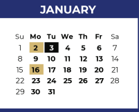 District School Academic Calendar for P A S S Learning Ctr for January 2023
