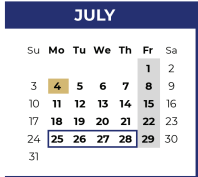 District School Academic Calendar for Mcdonald Middle School for July 2022