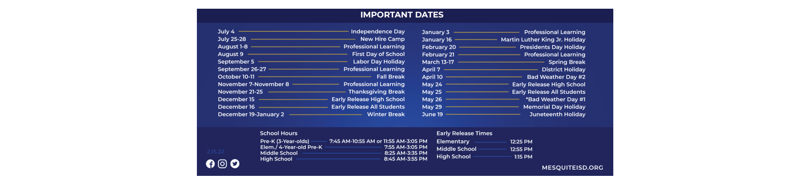 District School Academic Calendar Key for Kimball Elementary