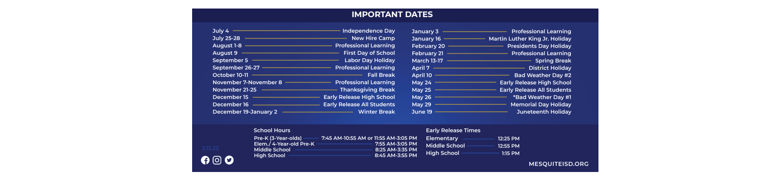 District School Academic Calendar Key for New Middle School