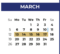District School Academic Calendar for P A S S Learning Ctr for March 2023