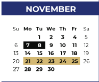 District School Academic Calendar for Pirrung Elementary for November 2022