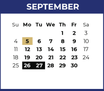 District School Academic Calendar for Kimball Elementary for September 2022