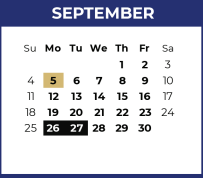District School Academic Calendar for P A S S Learning Ctr for September 2022