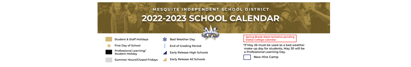 District School Academic Calendar for North Mesquite High School