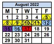 District School Academic Calendar for Alternative OUTREACH-EXT. Year for August 2022