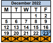 District School Academic Calendar for Campbell Drive Elementary School for December 2022