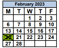 District School Academic Calendar for Southwood Middle School for February 2023