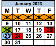 District School Academic Calendar for Royal Green Elementary School for January 2023