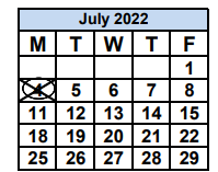 District School Academic Calendar for Bunche Park Elementary School for July 2022