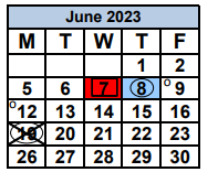 District School Academic Calendar for Alternative OUTREACH-EXT. Year for June 2023