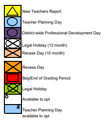 District School Academic Calendar Legend for The Theodore R. And Thelma A. Gibson Charter