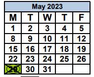 District School Academic Calendar for Life Skills Center Opa Locka for May 2023