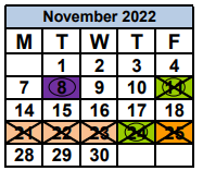District School Academic Calendar for Miami Sunset Adult Education Center for November 2022