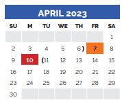 District School Academic Calendar for T E Baxter Elementary for April 2023