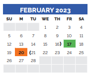 District School Academic Calendar for T E Baxter Elementary for February 2023