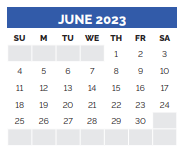 District School Academic Calendar for T E Baxter Elementary for June 2023
