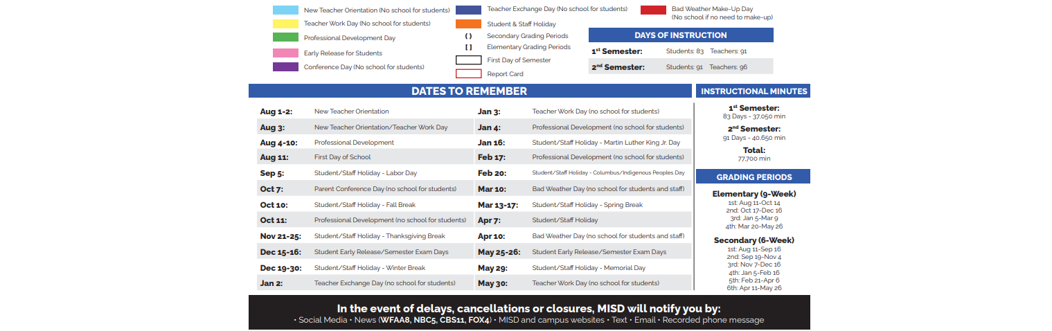 District School Academic Calendar Key for Frank Seale Middle School