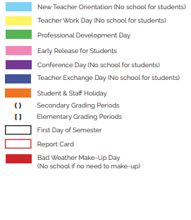 District School Academic Calendar Legend for J A Vitovsky Elementary