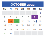 District School Academic Calendar for T E Baxter Elementary for October 2022