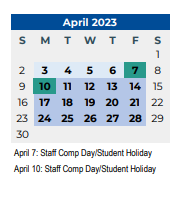 District School Academic Calendar for Spring Valley Elementary for April 2023