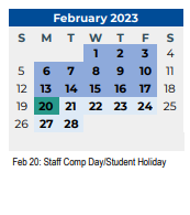 District School Academic Calendar for South Bosque Elementary for February 2023