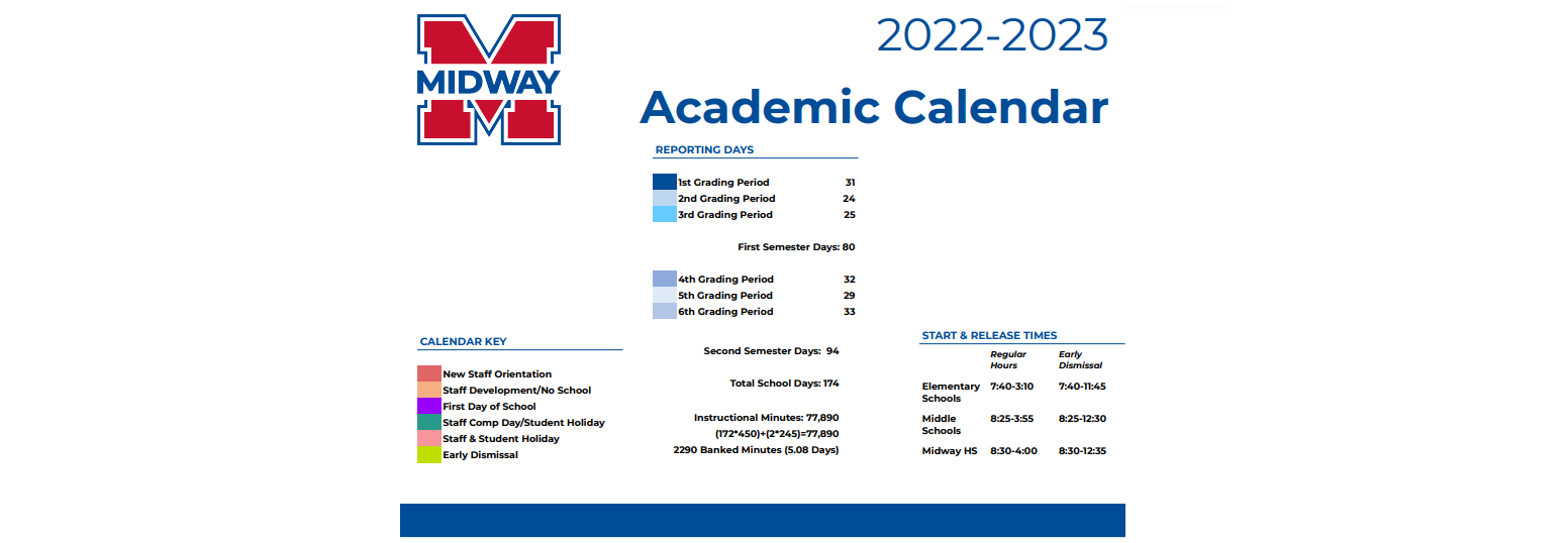 Midway Middle - School District Instructional Calendar - Midway Isd - 2022- 2023