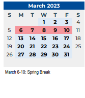 District School Academic Calendar for Speegleville Elementary for March 2023