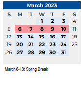 District School Academic Calendar for South Bosque Elementary for March 2023