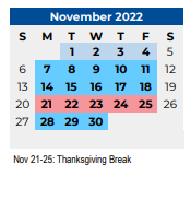 District School Academic Calendar for Challenge Academy for November 2022