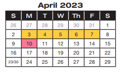 District School Academic Calendar for Project Excel Alternative for April 2023