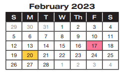 District School Academic Calendar for Project Excel Alternative for February 2023