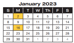 District School Academic Calendar for Professional Learning Institute for January 2023
